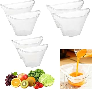 Cheese Cloth Filling Squeeze Nylon Bags, Bowl-shaped reusable nylon cheese cloth filter bag, Ultra Fine Mesh Strainer Bags, suitable for nut milk, juice, soy milk, dumpling fillings (6PCS)