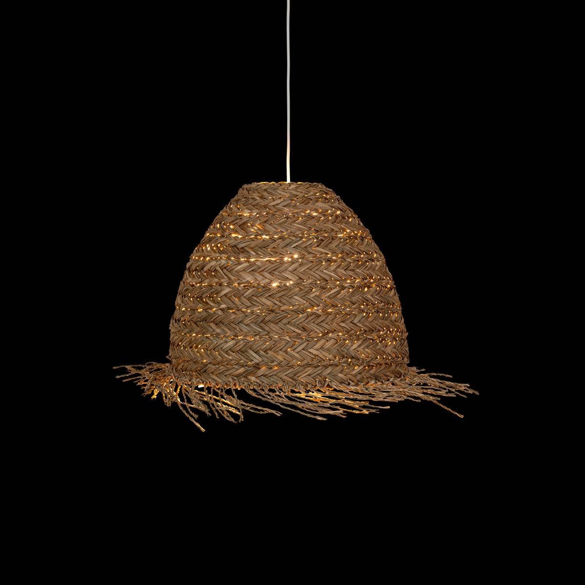 Atmosphera - Abat-jour Hania en Roseau Tressé, Ø 37 x H 37 cm, Style Bohème à Franges - Luminaire pour Salon, Chambre
