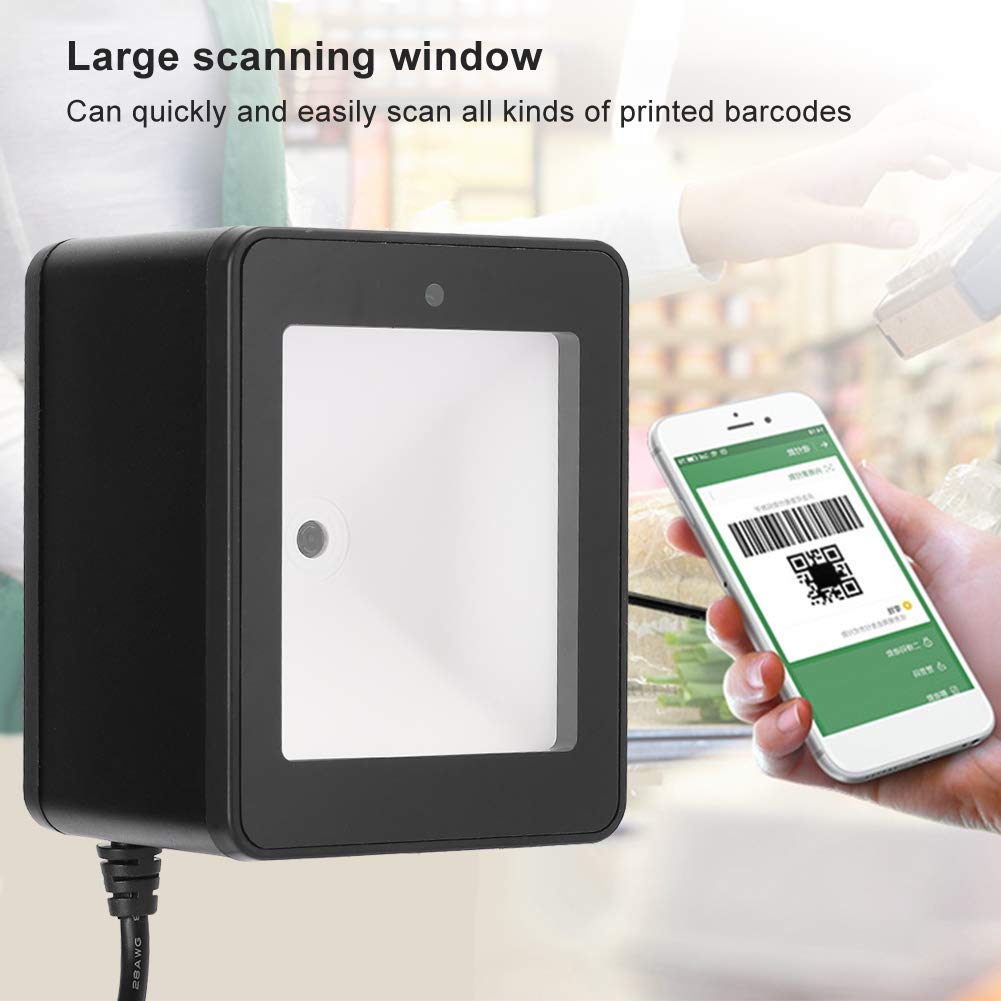 ASHATA Scanner di Codici a Barre da Tavolo, Scanner di Codici a Barre a 360°, Piattaforma di Scansione di Codici QR, Pagamento Mobile per Supermercati CMOS