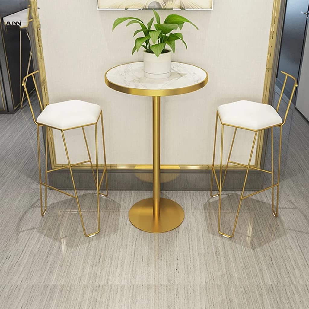 Table de bar ronde en marbre 94 cm – Table de bistrot Ele pour cuisine, salle à manger, cafétéria – Design marbre blanc – Parfait pour la maison, le jardin et les fêtes – Qualité supérieure