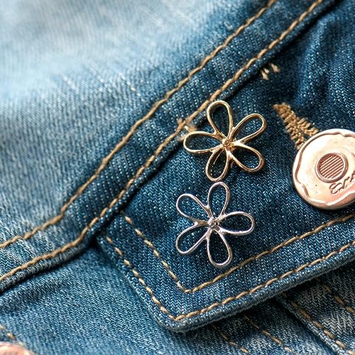 6 Daisy Flower Modesty Pins - Gold & Silver, Dainty Lapel Pins for Scarf, Bag, Pocket or Cardigan4