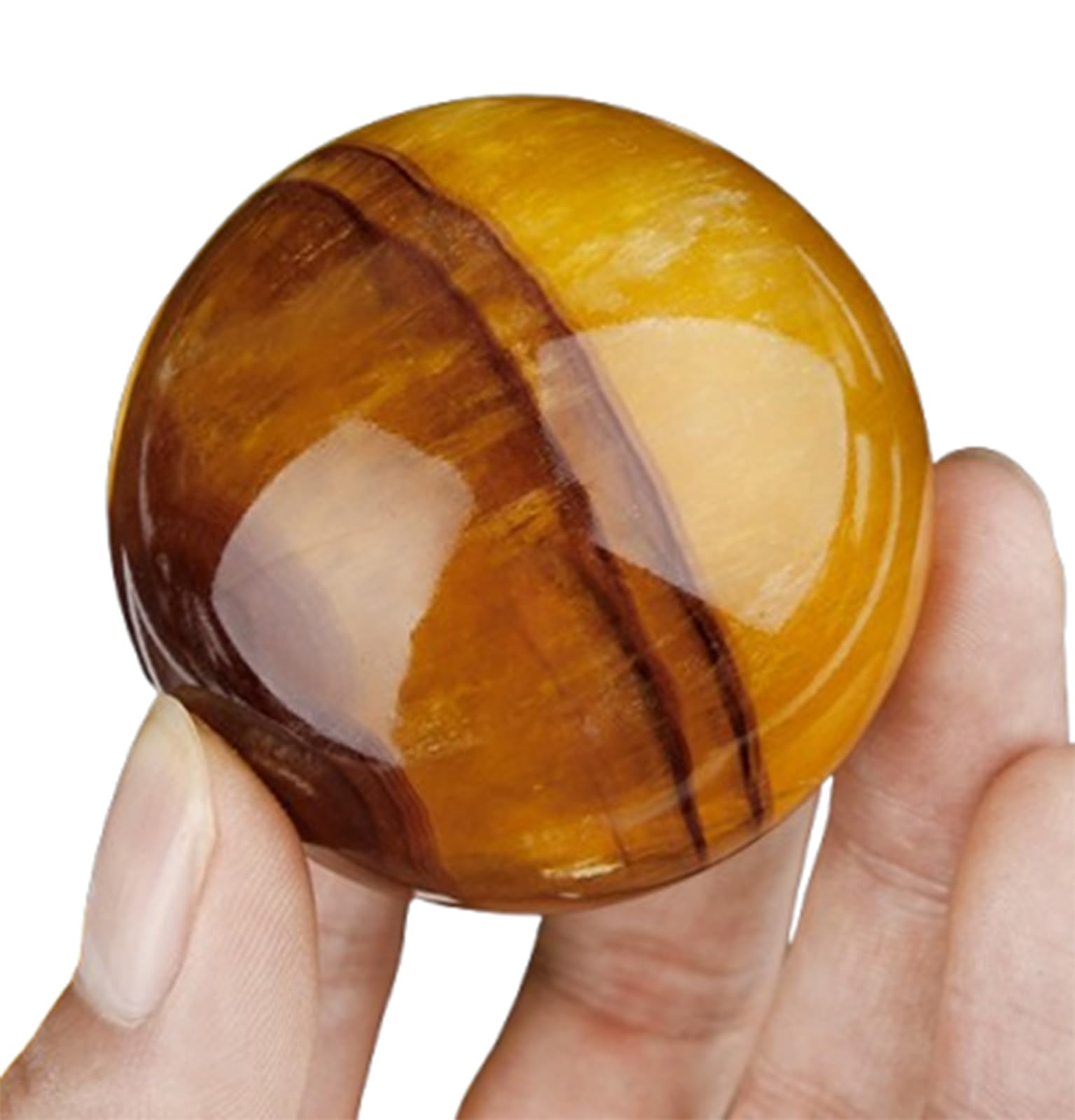 ICXLPMC Crystal Ball Yellow Fluorite Polished Divination Decorative Sphere Tabletop Ornament Festival Gift for Living Bedroom Office,60~70mm