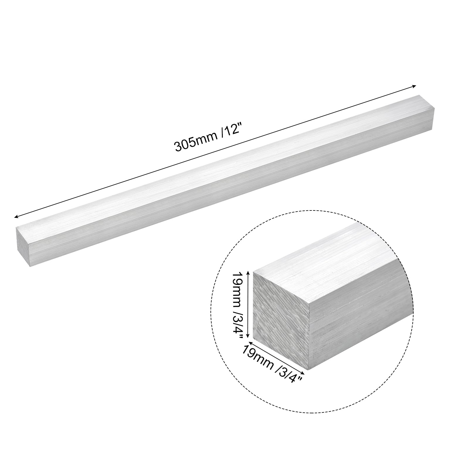 6061 Aluminum Flat Bar - 3/4" x 3/4" x 12" -2