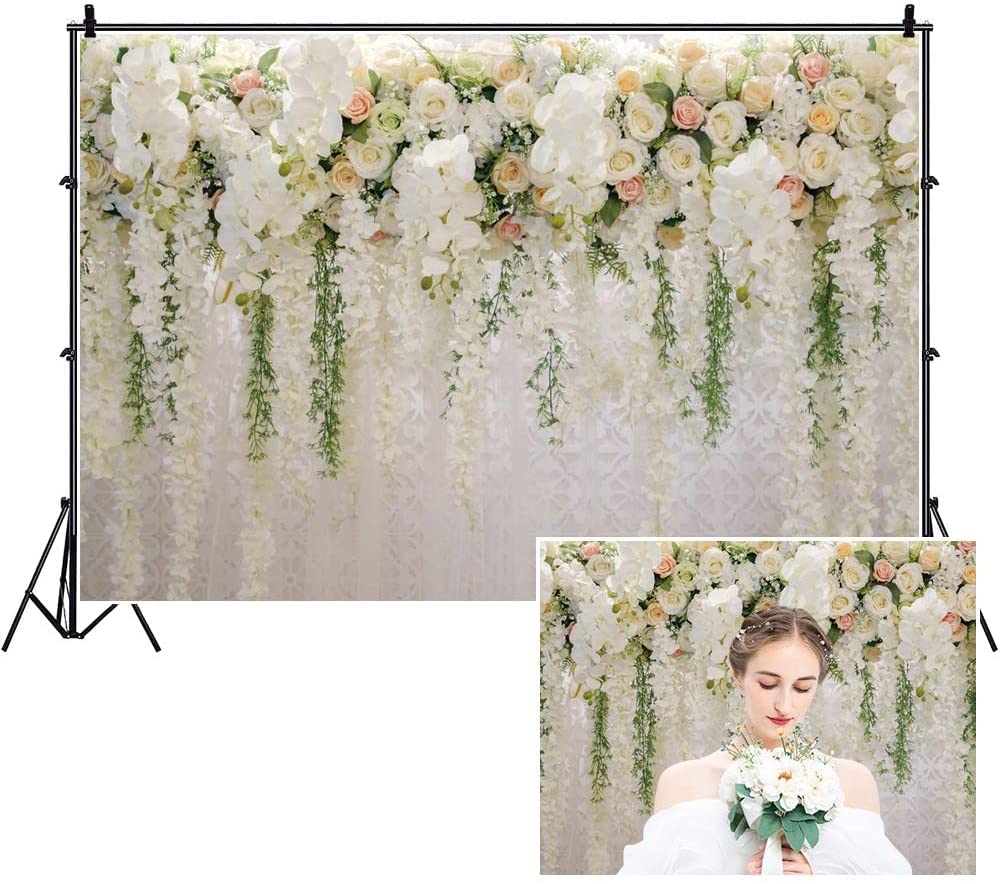 Floral Flowers Wall Photography Backdrop,Yeele 8x6ft Wedding Photos Backdrop,Anniversary Ceremony Bridal Shower Wedding Reception Birthday Party