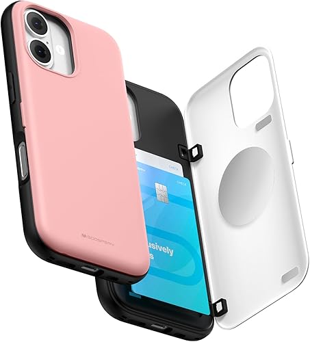 Miniatura 21 de GOOSPERY Parachoques magnético para puerta compatible con iPhone 15, funda con tarjetero, cartera con cierre magnético automático, protector