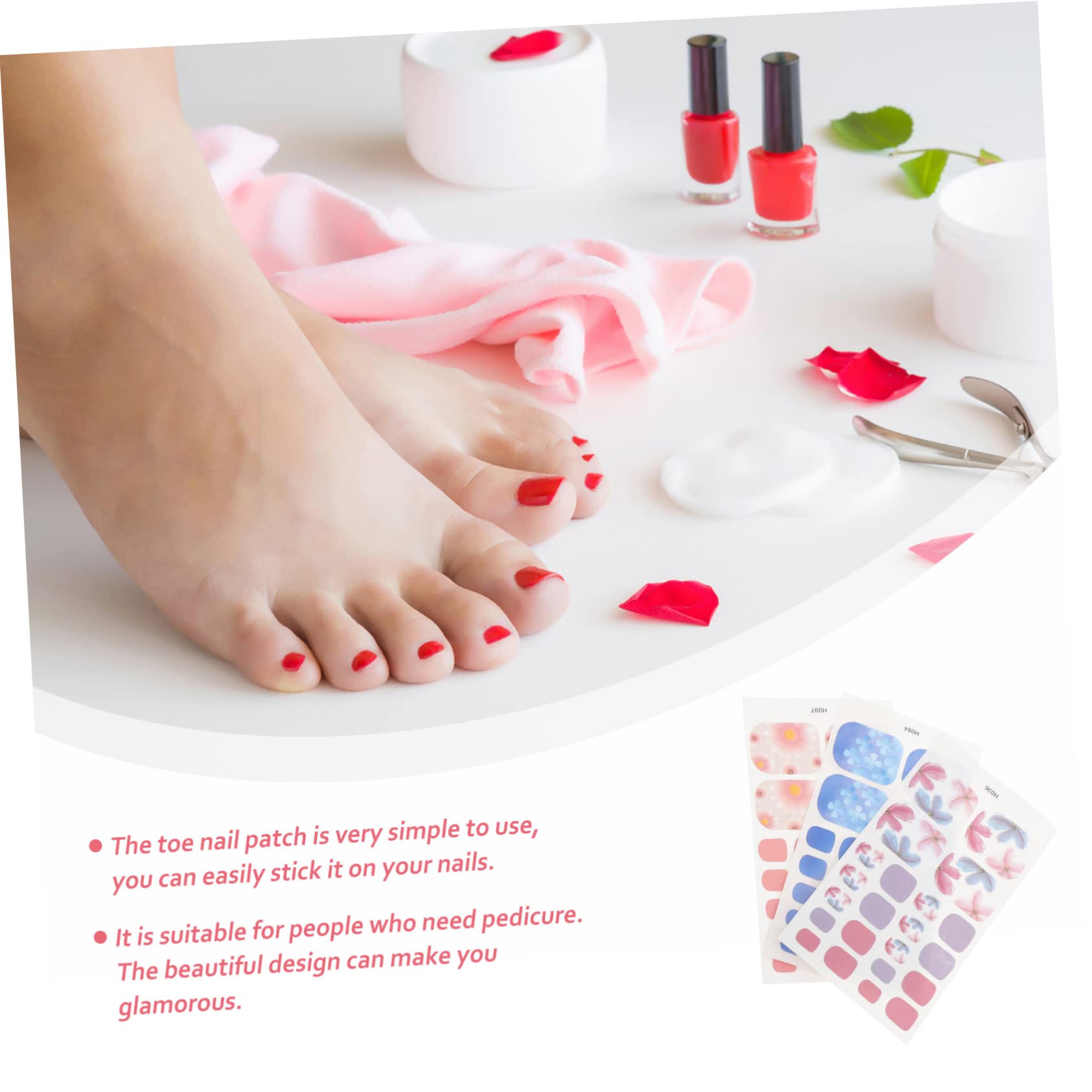 Healeved 30 Hojas Del Pie Pegatinas Verano Pegatinas Puntas De Uñas Postizas Gel De Uñas Arte De Uñas Pegatinas Cubiertas De Uñas Falsas Falso Clavo 3d Pegatinas De Uñas