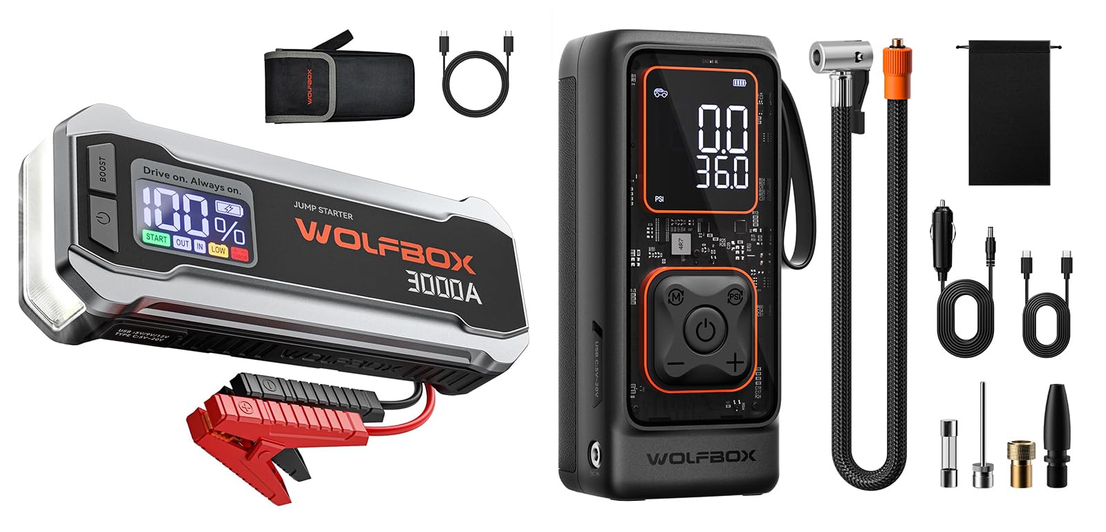 アポバスターF 5本セット Amazon.com: WOLFBOX 3000A Jump Starter & 150PSI Tire Inflator