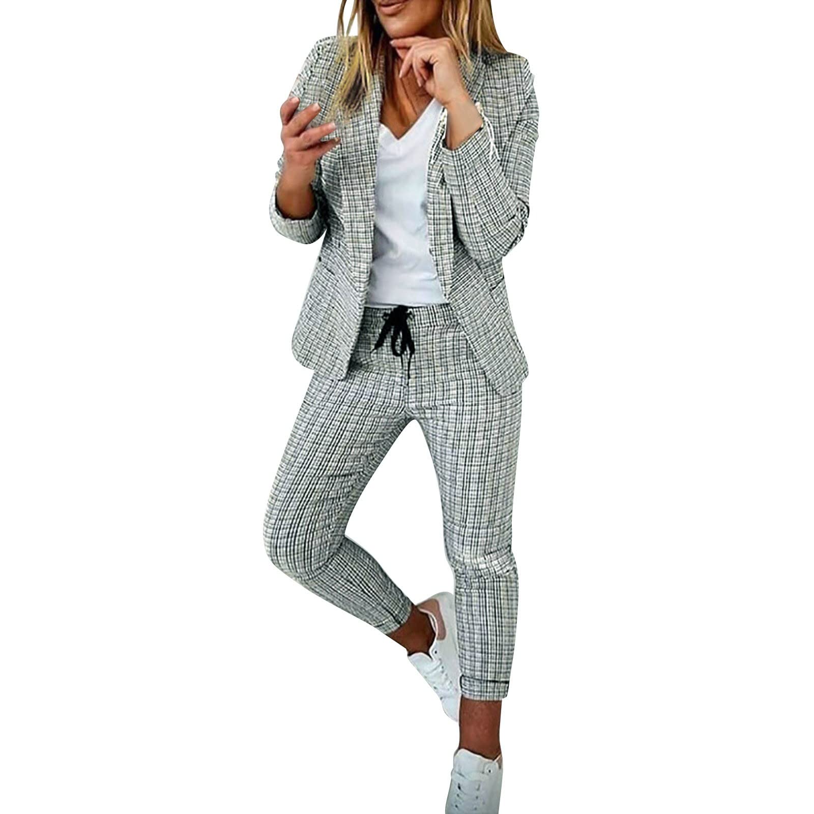 Completo Tailleur Donna 2 Pezzi - Giacca E Pantaloni Slim Fit, Per Ufficio E Cerimonia - Foto 9