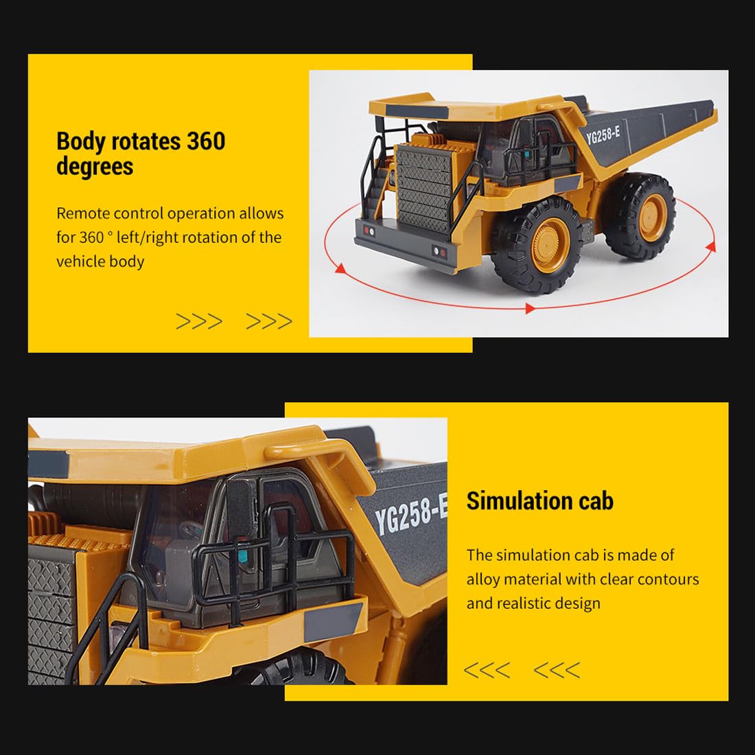 Alloy Engineering Mining Truck dla dorosłych, skala 1/24 2,4 G 9CH stop RC wywrotka górnicza ze światłami i efektami dźwiękowymi, maksymalna nośność wynosi do 2,5 kg
