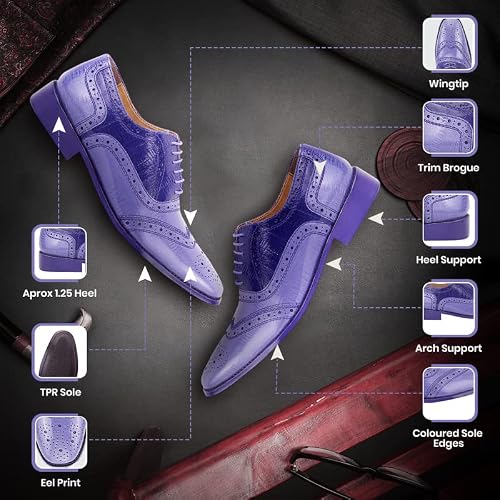Libertyzeno Mens Eel Print Genuine Leather Lace Up Oxford Dress Shoes Tremont Purple 9.5 #TOP2