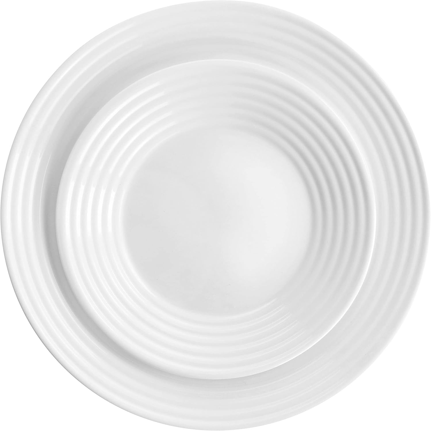 12 Piece Tempered Opal Glass Dinnerware Set White Solid Traditional Round Dishwasher Safe