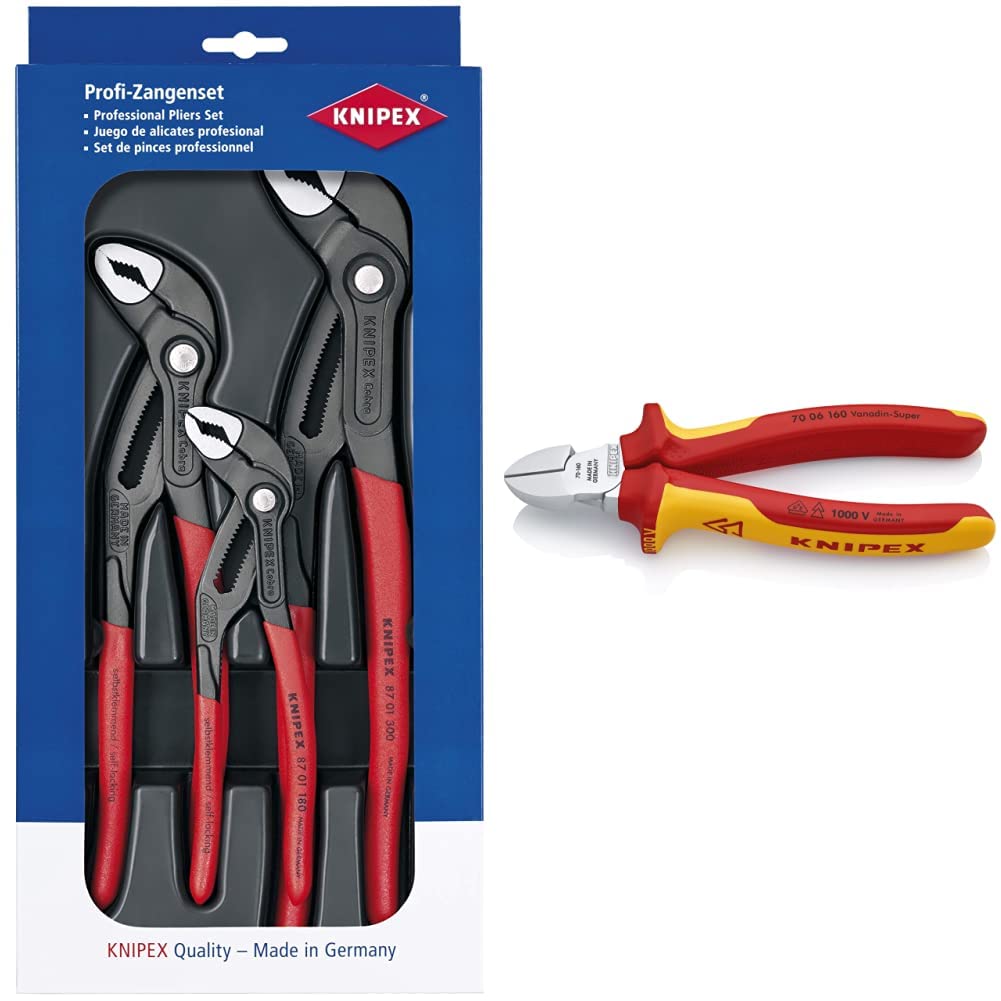 KNIPEX Pince coupante isolée 1000 V et set Cobra pour une précision artisanale durable