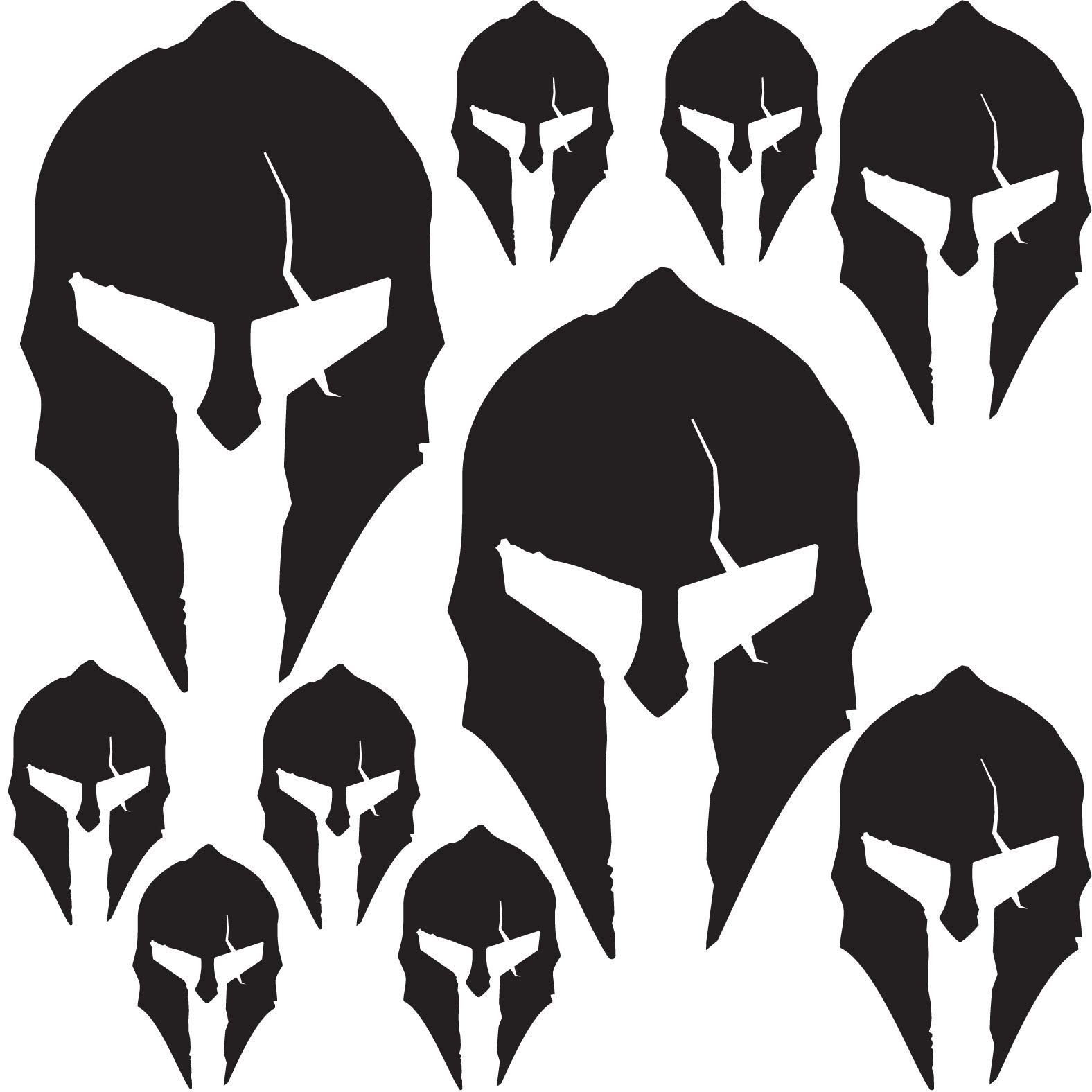 Vinyl Friend Spartan Helmet Decal Sticker Pack - Solid Colors - Contour Cut - Quality Pack (XSmall, Black Glossy)