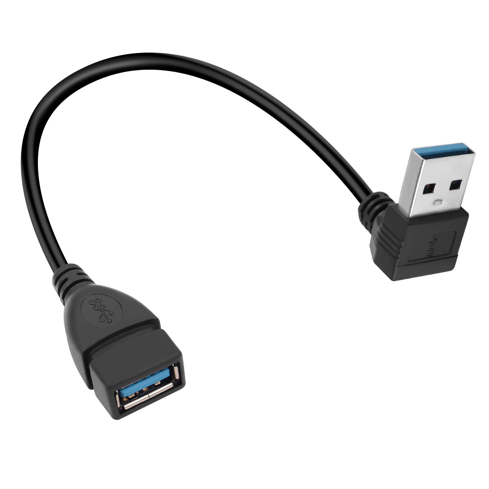 GELRHONR 0,2m USB 3.0 Verlängerungskabel Mit 90° Winkel – Typ A Stecker Auf Buchse, Linksgewinkelt, 5 Gbps
