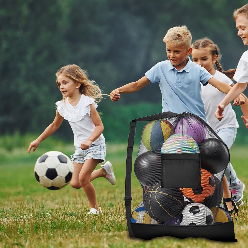 Bolsa Portátil Extragrande para 10-12 Pelotas Resistente Impermeable Saco de Malla Fútbol Baloncesto Voleibol Tenis