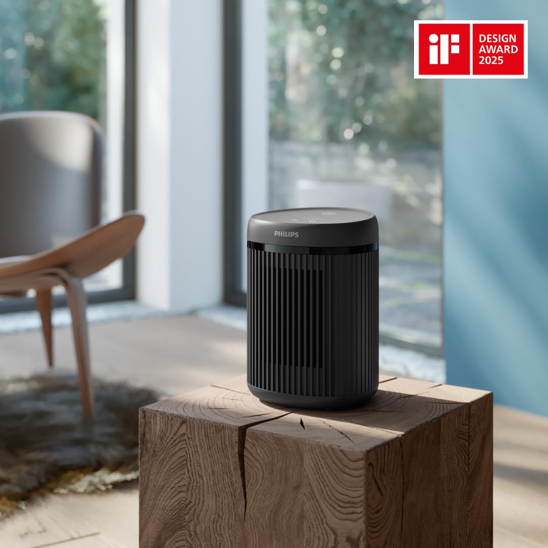 Philips Serie 2000 Termoventilatore ad alta efficienza energetica 1500W, fino al 25% di risparmio energetico, silenzioso 24 db(A), 5 modalità, 5 funzioni di sicurezza, grigio scuro (CX2120/01)