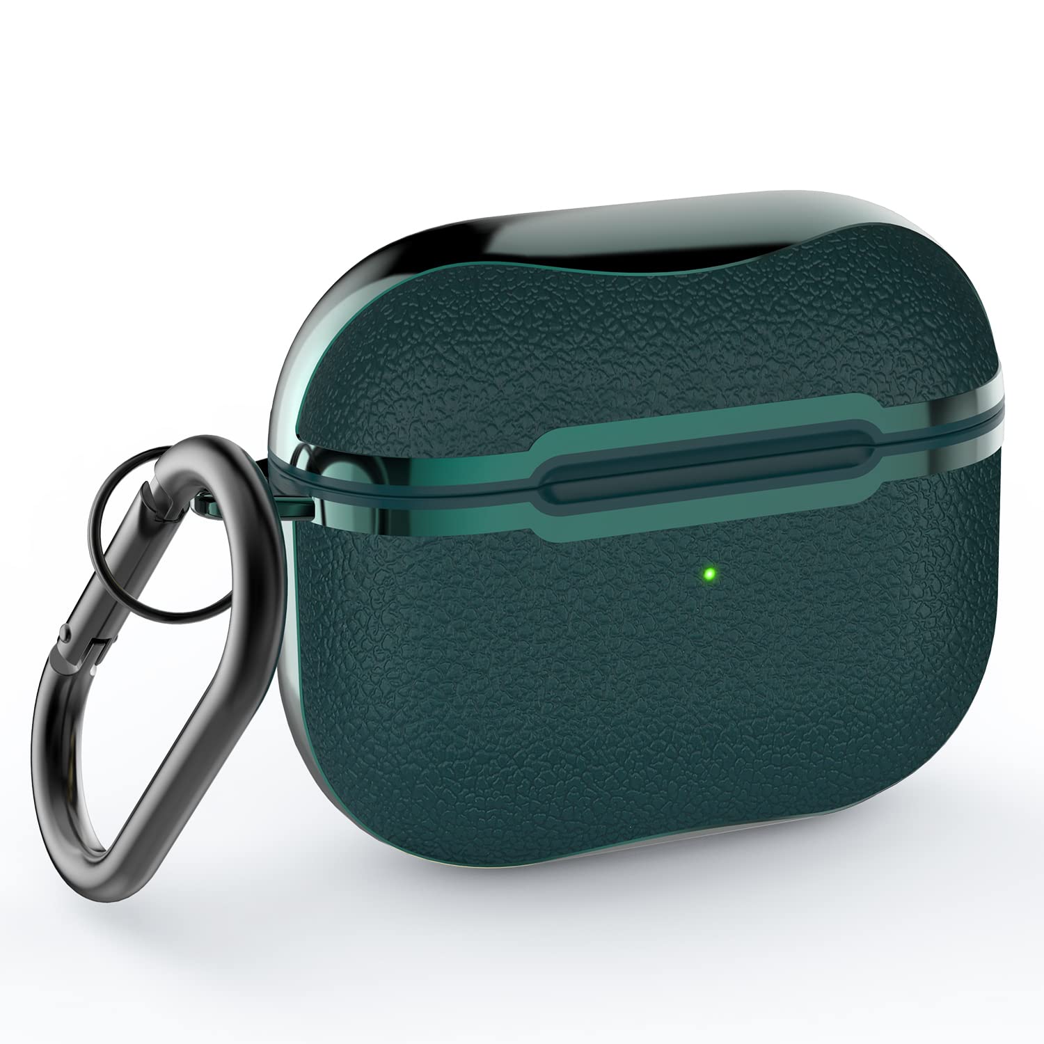 Upgrade Airpods Pro Case Cover with Keychain, Full-Body Protective Case Cover for Airpods Pro 2019,Wireless Charging and Front LED Visible Gold Plated Protective Accessories for Women Men Girl,Green