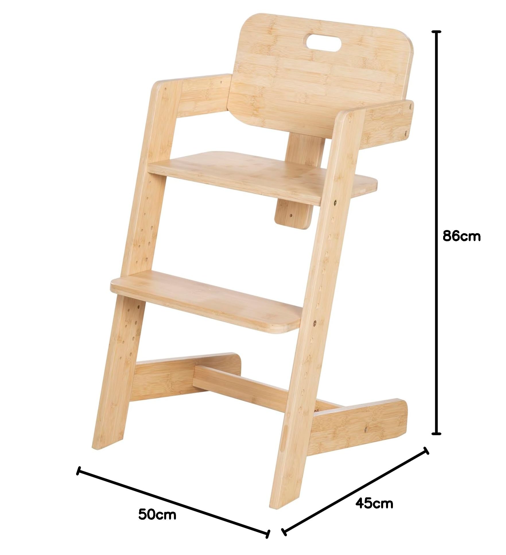 roba Seggiolone per Bambini Nature Up in Legno di Bambù Certificato FSC - Regolabile con Vassoio Rimovibile - Cintura a 3 Punti - Fino a 70 kg di Portata - Naturale