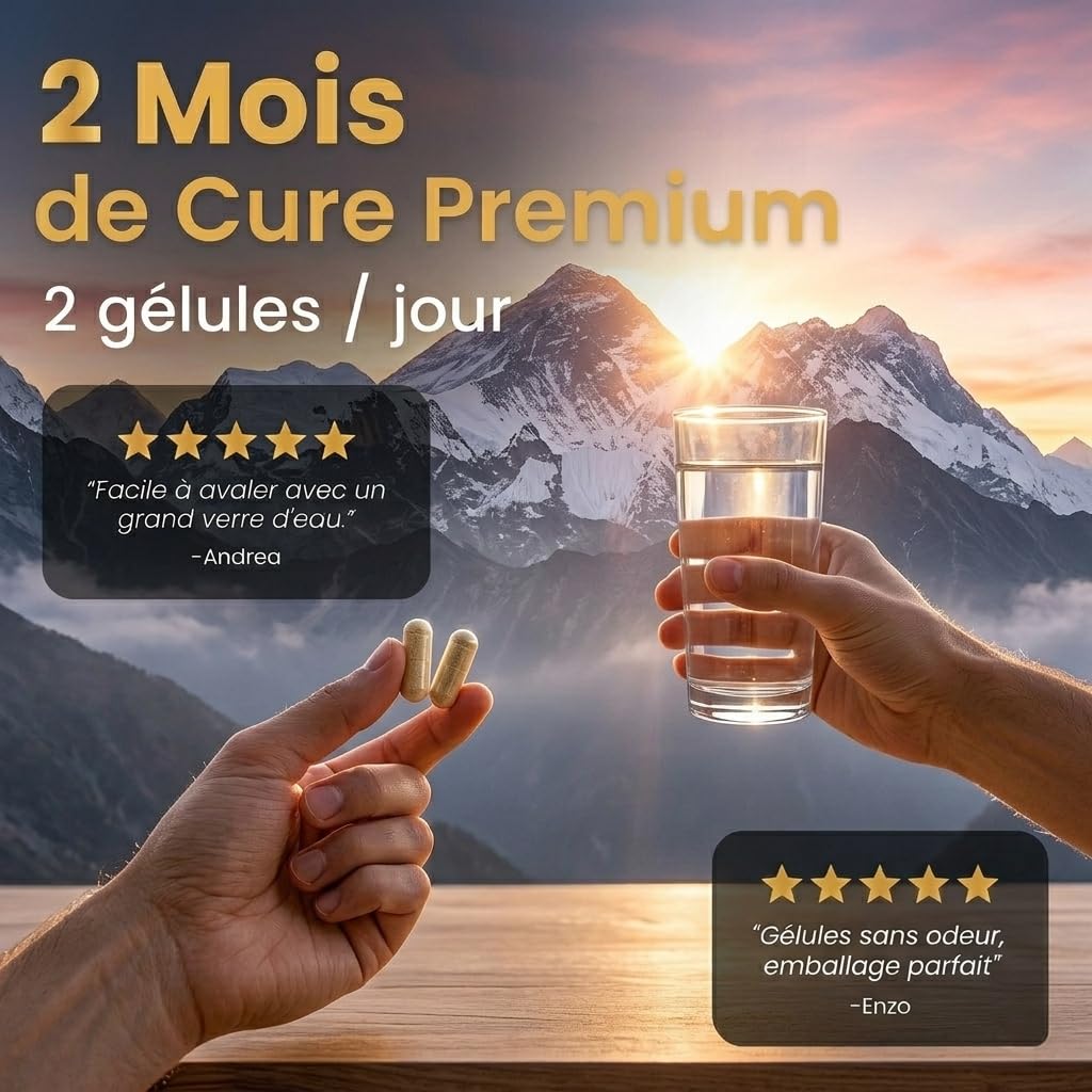 Shilajit Pure Gélules Concentré x 100 | Extrait Himalaya Purifié 100:1 | Shilajit Pur Certifié | Acide Fulvique 85 Minéraux Naturels | Testé en FRANCE| Complément Alimentaire 120 Gélules