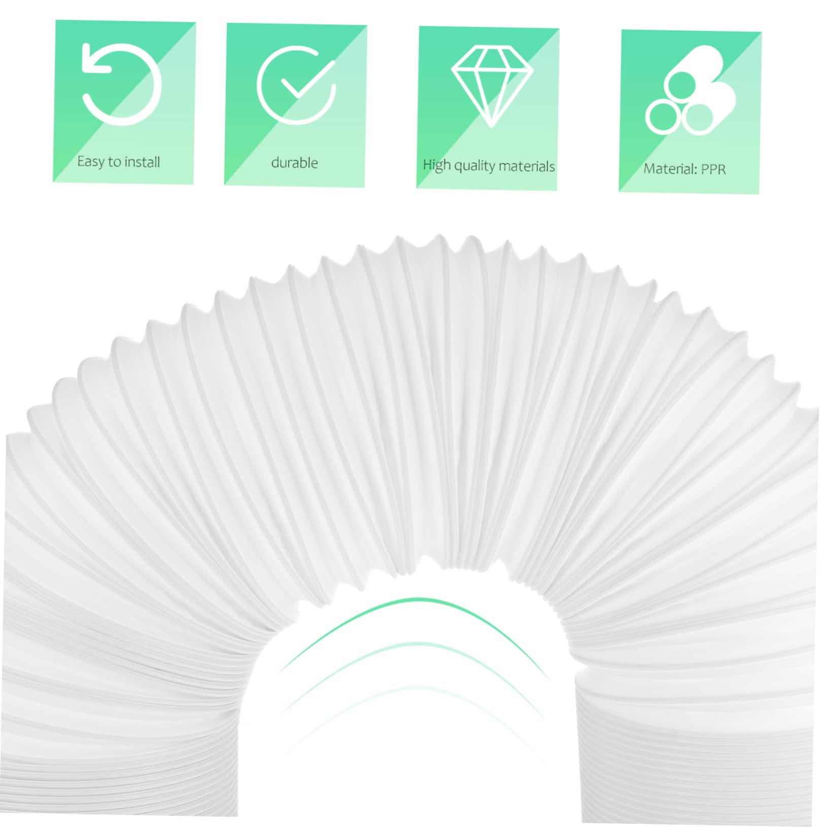 BESTOYARD Tubo di Scarico Buona Elasticità in Ppr per Condizionatore Portatile e 2 Metri Bianco, Flessibile Facile da Riporre, Compatibile Aria Condizionata Mobile