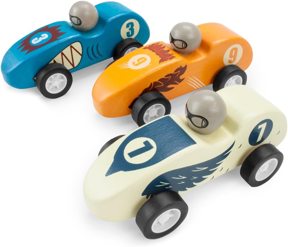 Wooden Wonders Pack of 3 Pull-Back Derby Racers Predators Pack by Imagination Generation