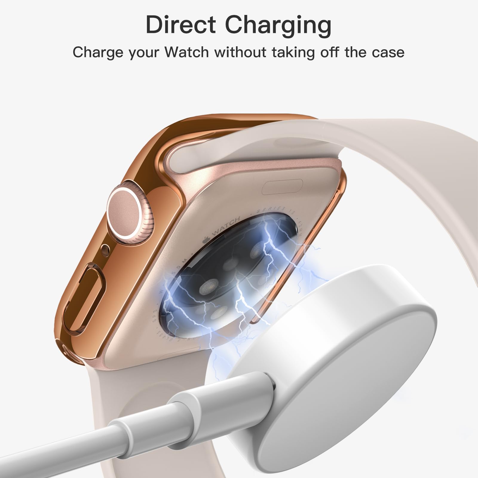 JETech Platerowane Etui dla Apple Watch Series 11/10 42mm | Miedziano-Różowe Złoto, Wbudowany Ochraniacz Ekranu ze Szkła Hartowanego, Metaliczne Wykończenie, Wysoka Czułość Dotyku