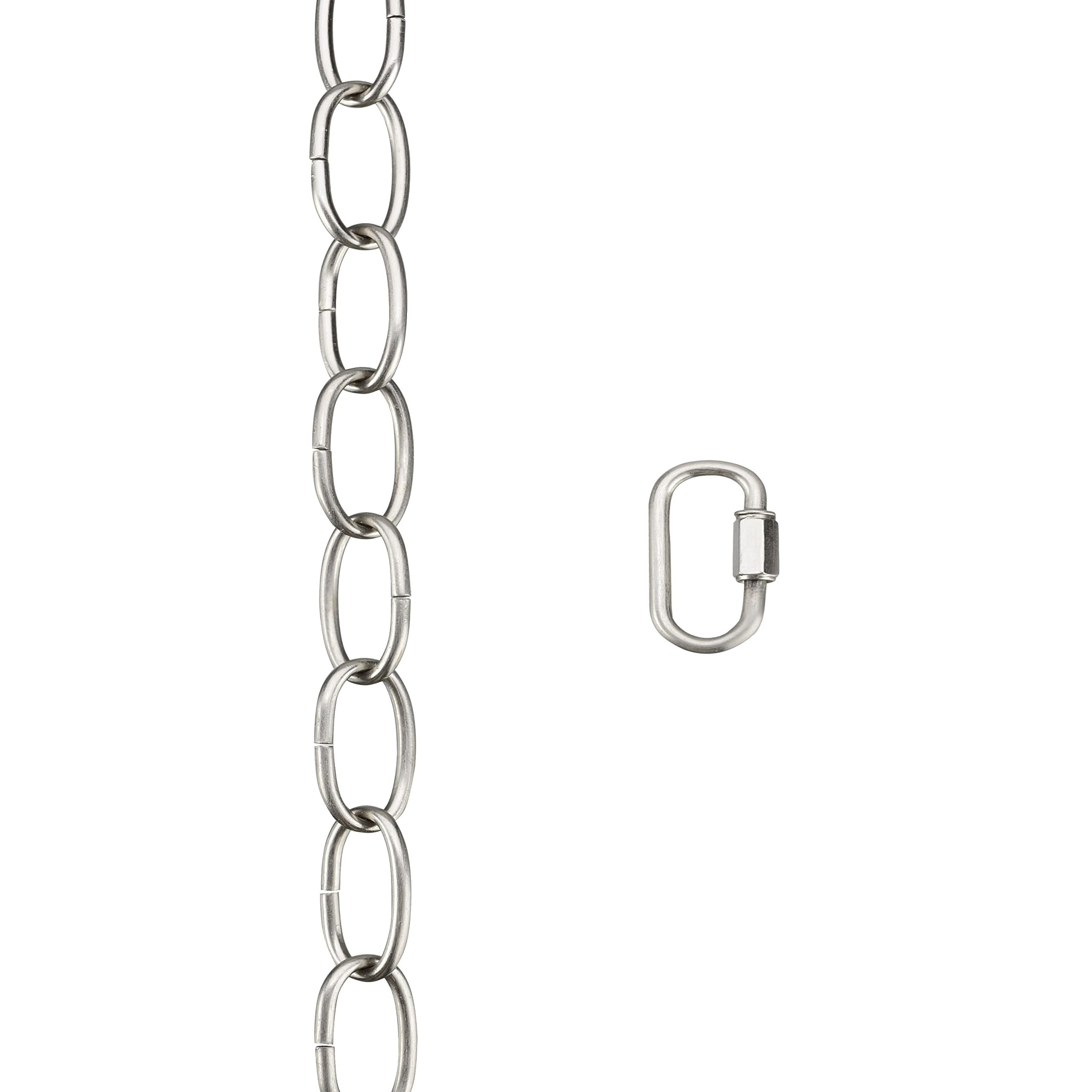 Aspen Creative 21108-31,Steel 6 Feet Heavy Duty Chain &amp; Quick Link Connector for Hanging Up Maximum Weight 40 Pounds-Lighting Fixture/Swag Light/Plant in Brushed Nickel.11 Gauge.