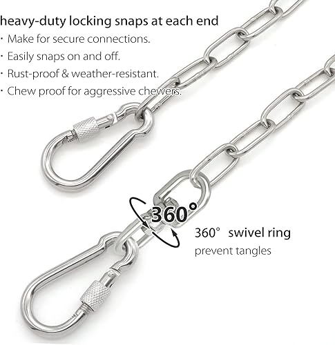Miniatura 4 de Cadenas para perros de 25 pies para exteriores, correa de cadena pesada para perros, ideal para perros pequeños a grandes de hasta 125 libras, a