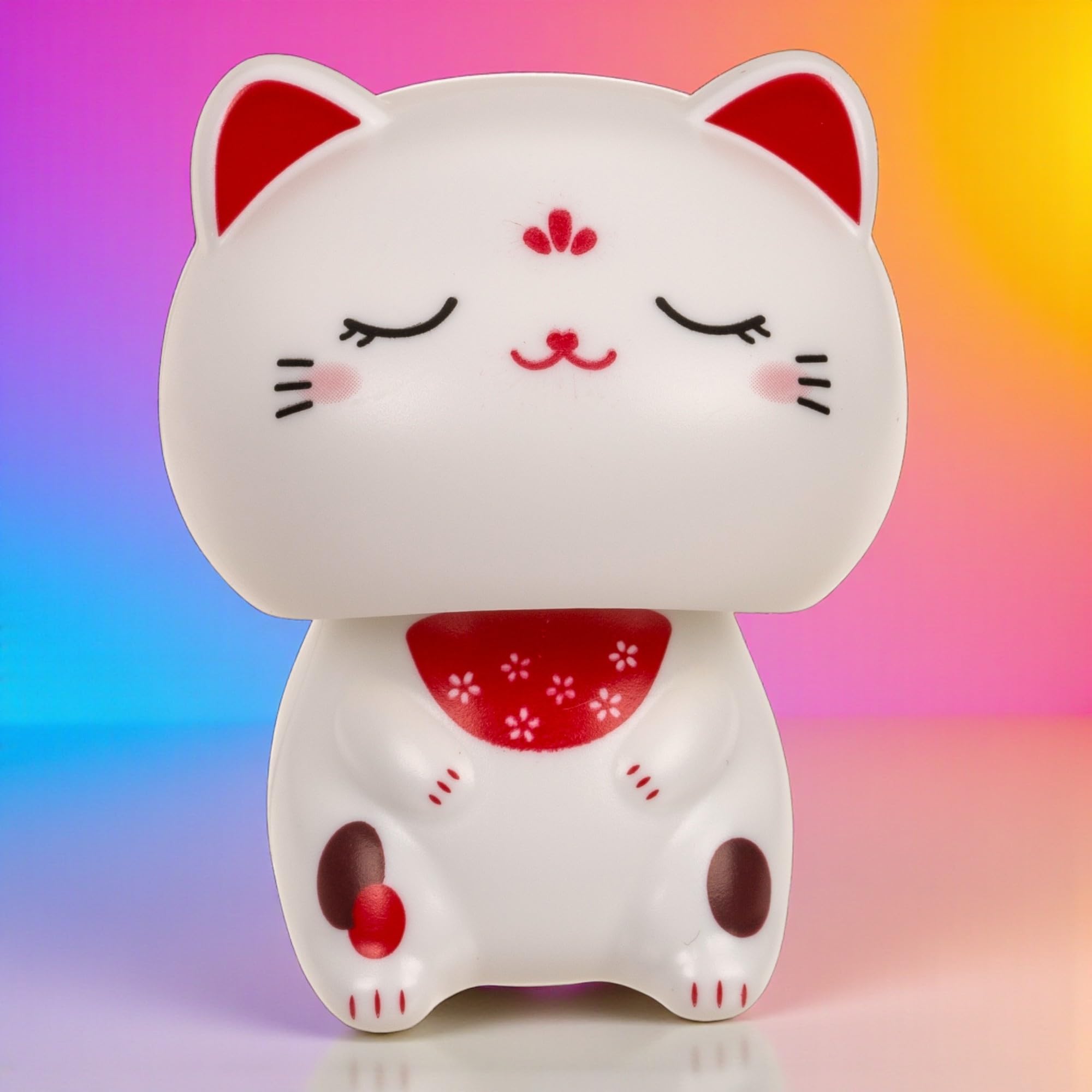 MIJOMA Figura oscillante a energia solare - Figura snodabile con cella solare, in plastica, 10 cm di altezza, nessuna batteria necessaria, per davanzali, auto e luoghi soleggiati (gatto Kawaii)