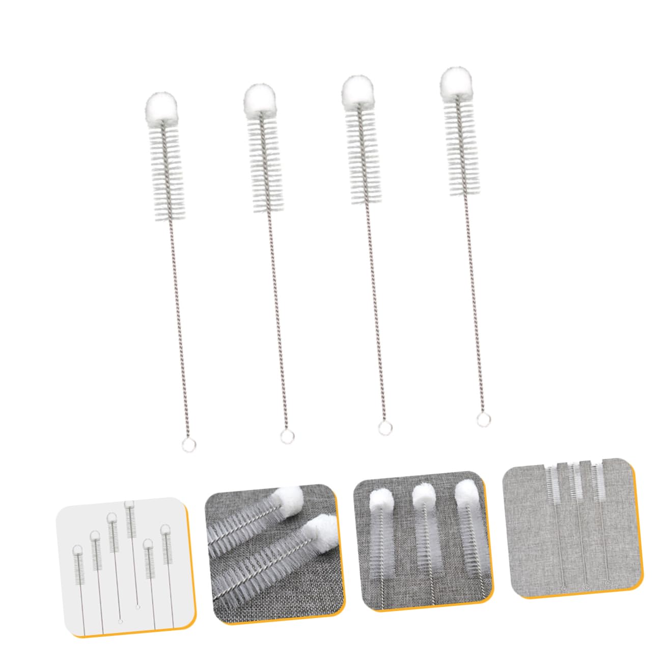 HOMOCONO 4pcs Nylon Cleaning Brush Tube Cleaning Brush Pipe Cleaners Flasks Cylinders Brush Flask Cleaning Brush Bottle Cleaner Brush Cup Narrow Neck Bottle Cleaner Cotton Ball White