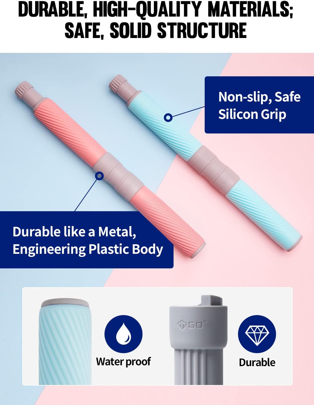 GD Twist Grip Adjustable Resistance Bar for Wrist Strength, Relieves Tendonitis Pain & Improve Grip Strength, Forearm Strength Trainer, Hand Exerciser Bars, Wrist and Elbow Strengthener, Multi-Flex