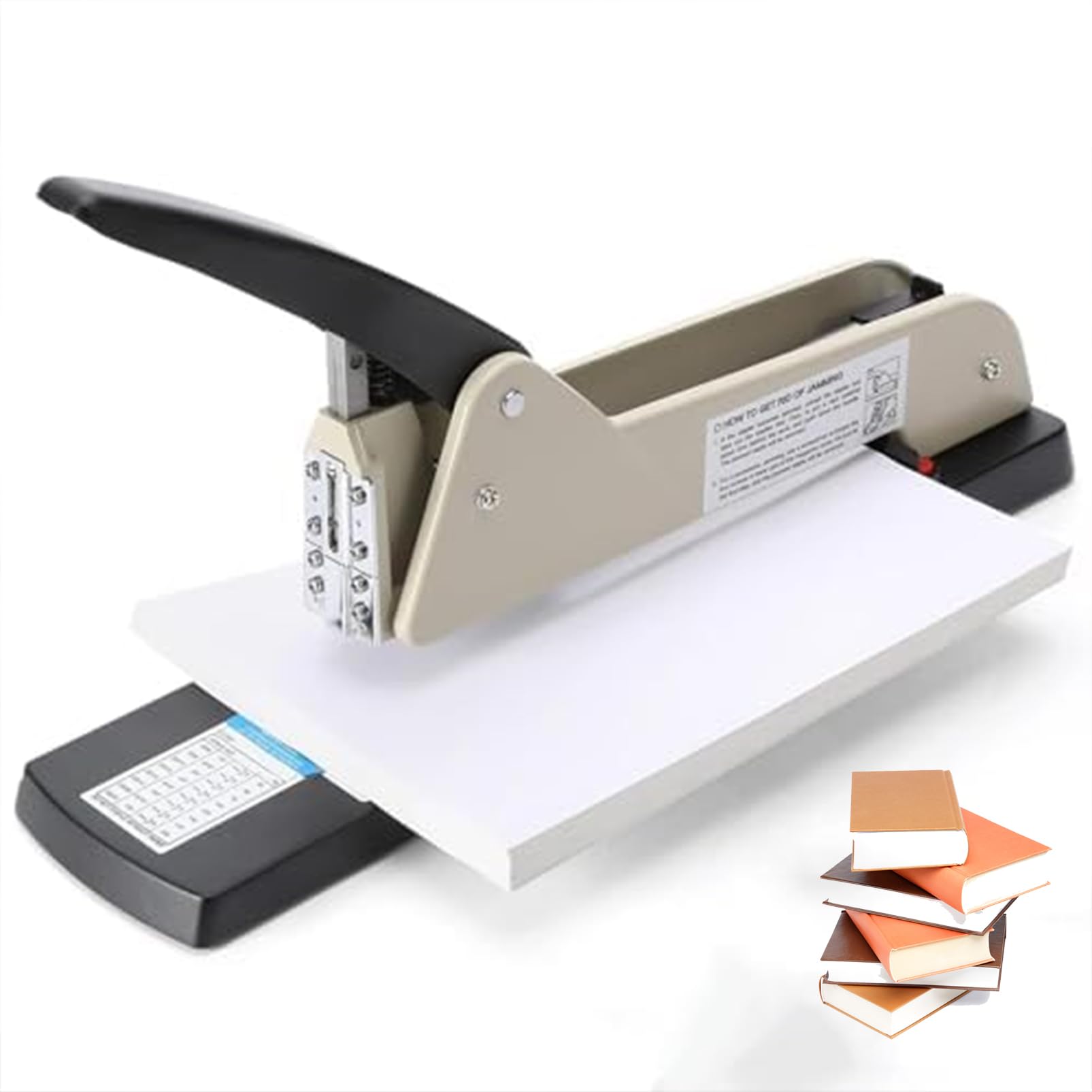 Grapadora resistente con capacidad de 210 hojas, profundidad ajustable y guía de papel para uso en oficina, diseño de largo alcance para grapado sin esfuerzo