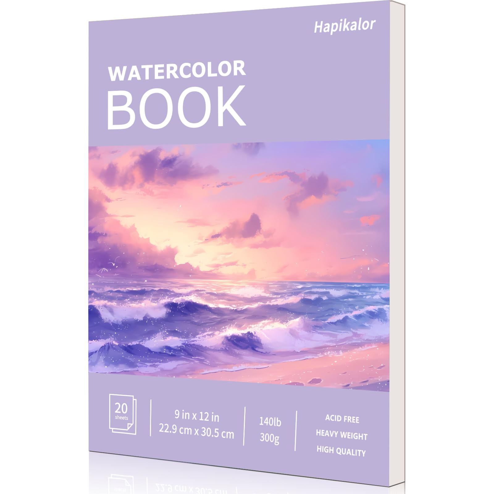 Hapikalor 9"x12" Watercolor Paper, 140lb/300gsm Water Color Paper, Purple