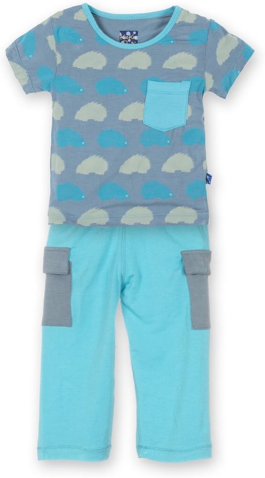 KicKee Pants Boys Short Sleeve Tee with Pocket & Cargo Pant Outfit Set