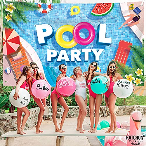 Image of KatchOn, XtraLarge Pool Party Banner - 72x44 Inch | Pool Party Banner, Pool Party Decorations | Summer Backdrop for Summer Party Decorations | luau, Summer Pool Birthday Party Decorations