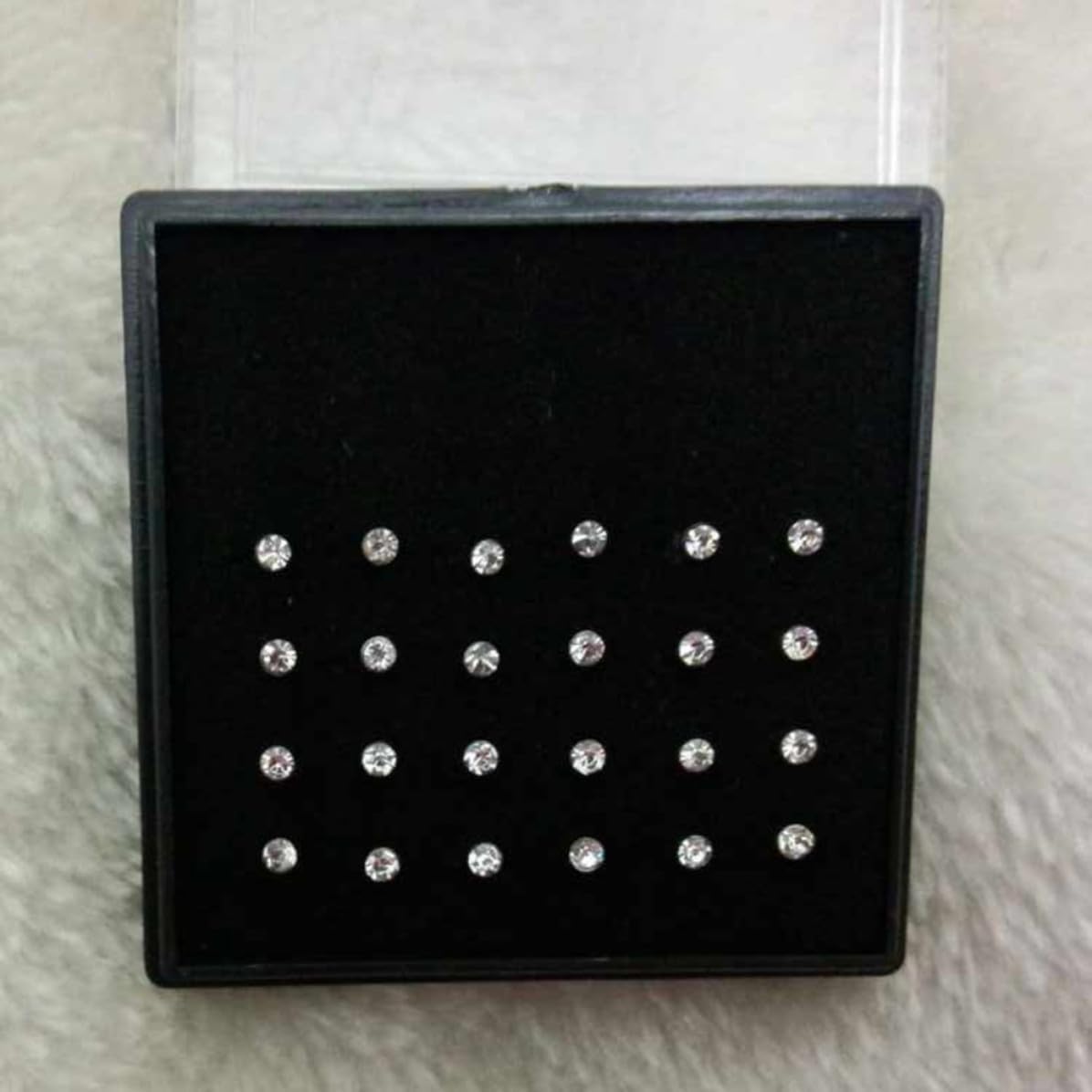 24pcs Stainless Steel Nose Jewelry with Rhinestone for Adults