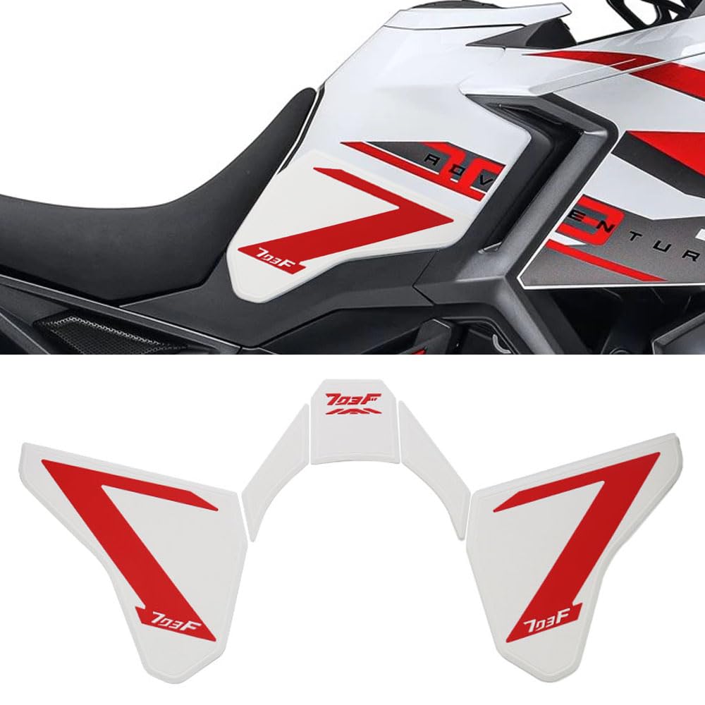 pour Zontes 703F Motocyclette Cuisinier de réservoir de carburant autocollant imperméable noir blanc Zontes 703F Cuisinier de réservoir de carburant latéral antidérapant (Blanc)