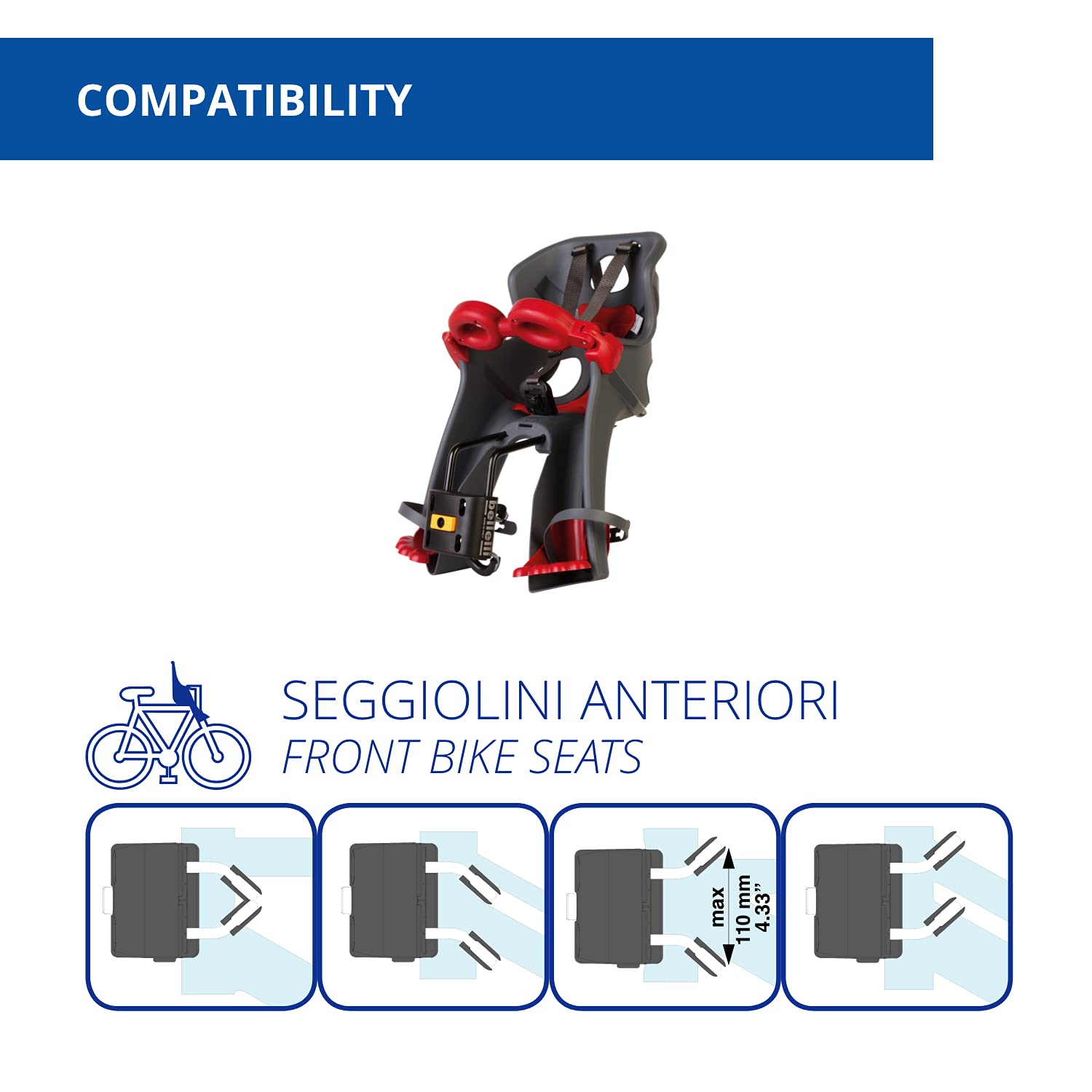 Attacco Seggiolino Bici Bellelli B-Fix - Universale Per Anteriore E Posteriore - Foto 3