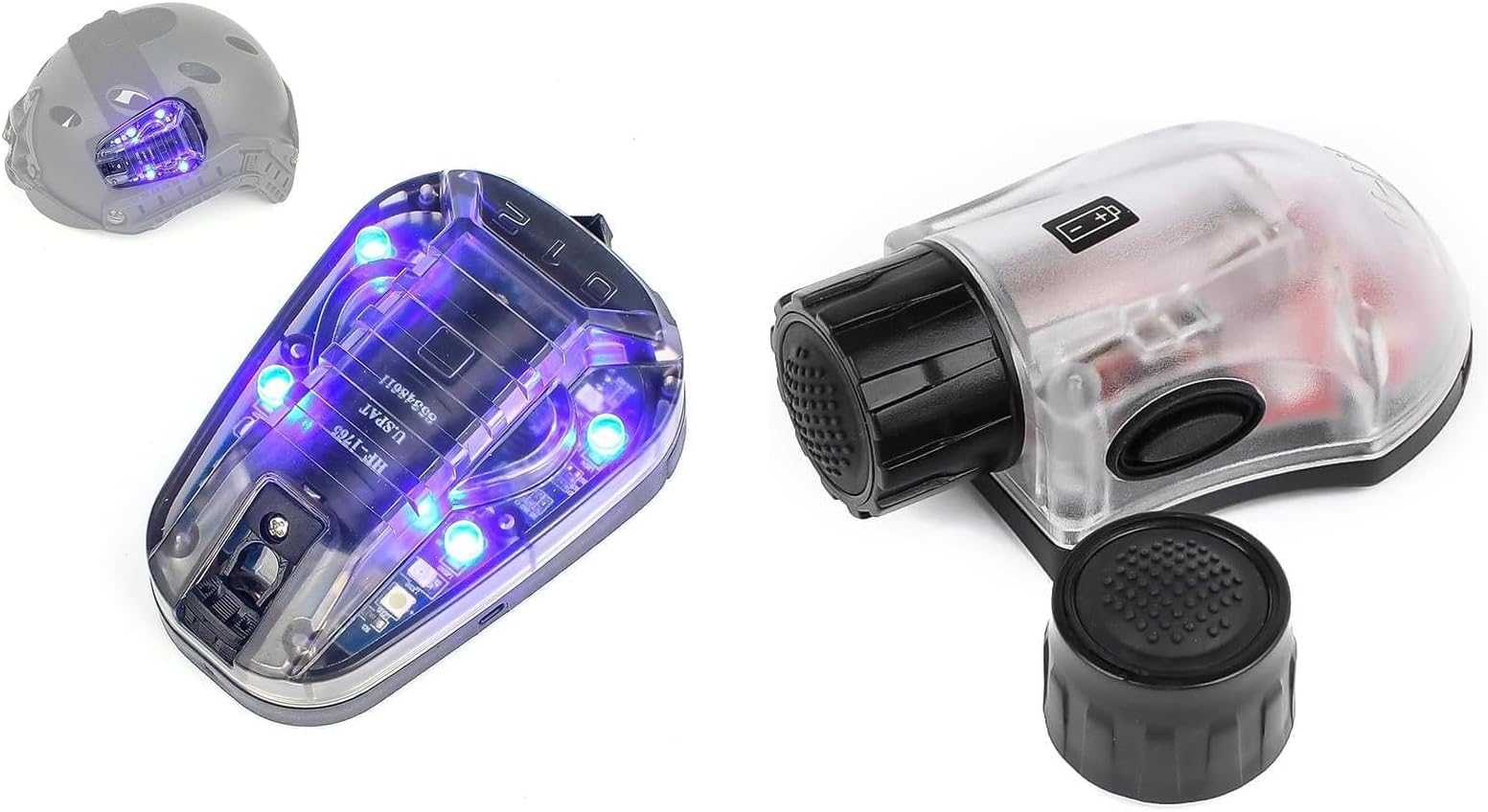 Tactical Helmet IR Strobe Light,Identification Light with Optional 4 Modes (Black Base-Red+BK-RED)