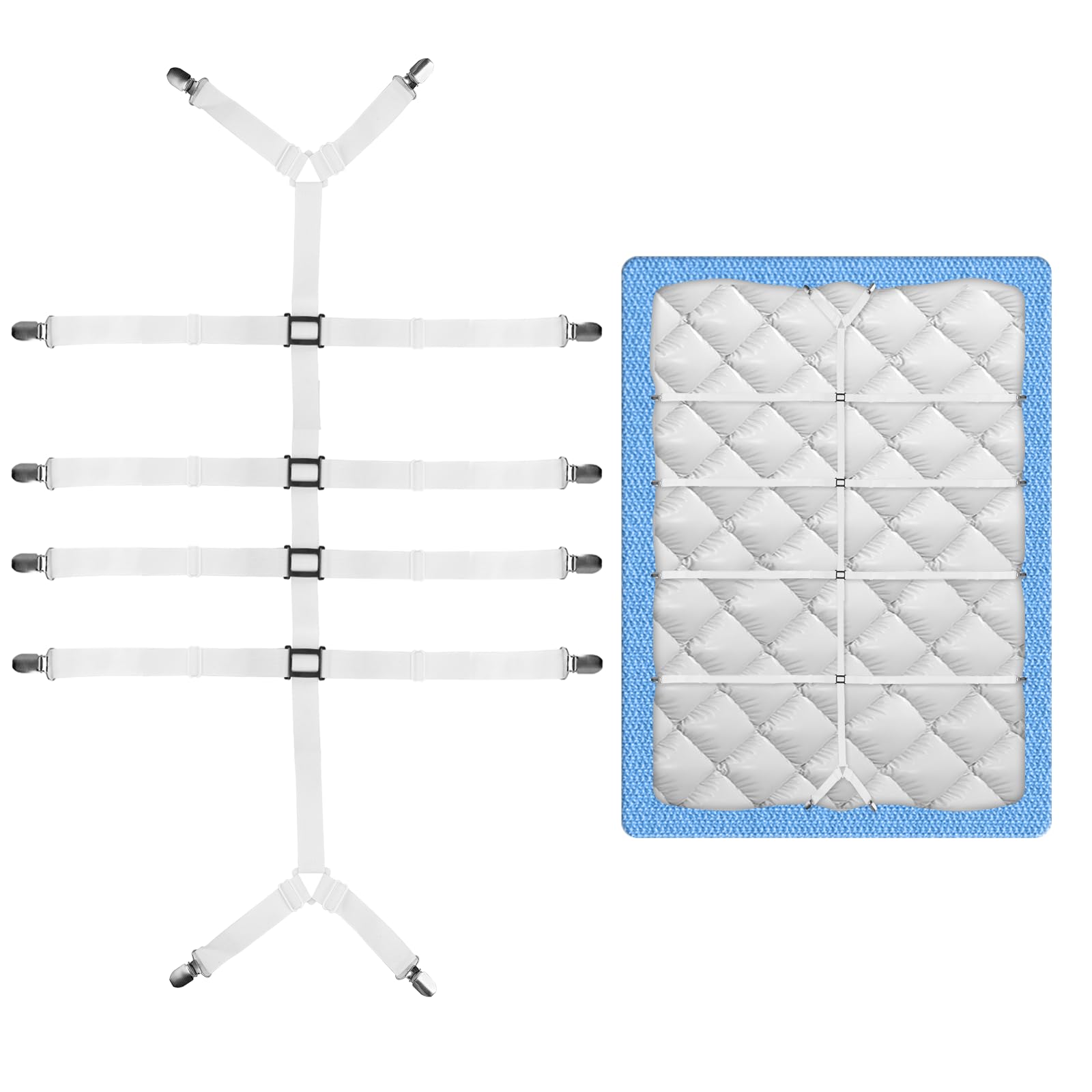 Bettlakenspanner Mit 12 Klammern - Verstellbar Für Betten & Sofas