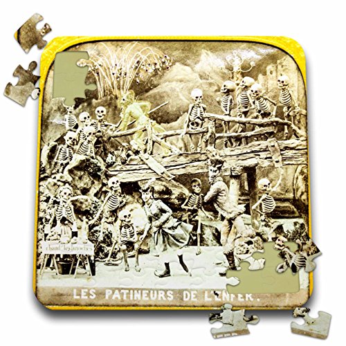 3dRose Adolphe Block B.K. Diableries Skaters of Hell Stereoview 1860s - Puzzle, 10 by 10-inch (pzl_269982_2)