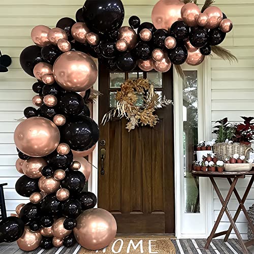 Image of RUBFAC 129pcs Rose Gold Balloons Different Sizes 18 12 10 5 Inches, Latex Balloon Garland Arch Kit for Birthday Party Valentine's Day Baby Shower Graduation Wedding Holiday Decoration