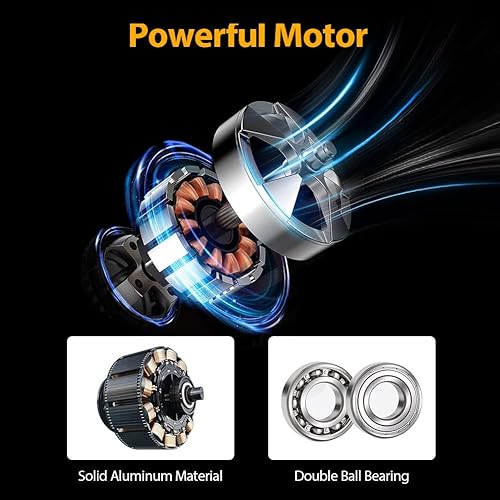 Miniatura 3 de LifePlus Ventilador de tambor industrial de alta velocidad, ventilador de piso de 3 velocidades de 24 pulgadas, inclinación de 360° con mango de