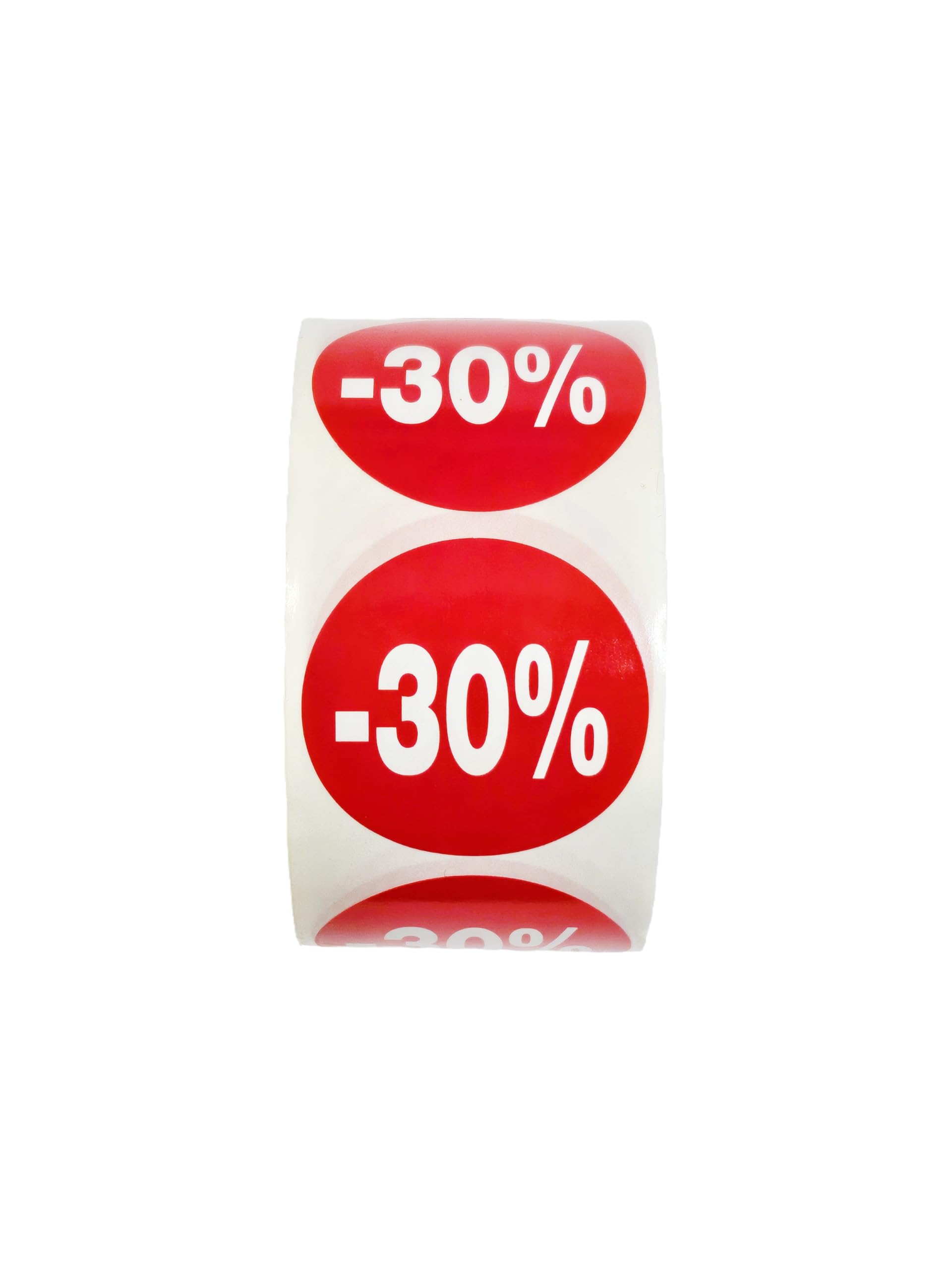 Pack de 5 rouleaux d'étiquettes -30% de réduction sur les produits promotionnels | 2 500 autocollants de réduction, rouge vif, autocollants ronds pour étiqueter les offres, Ø 35 mm (-30%)