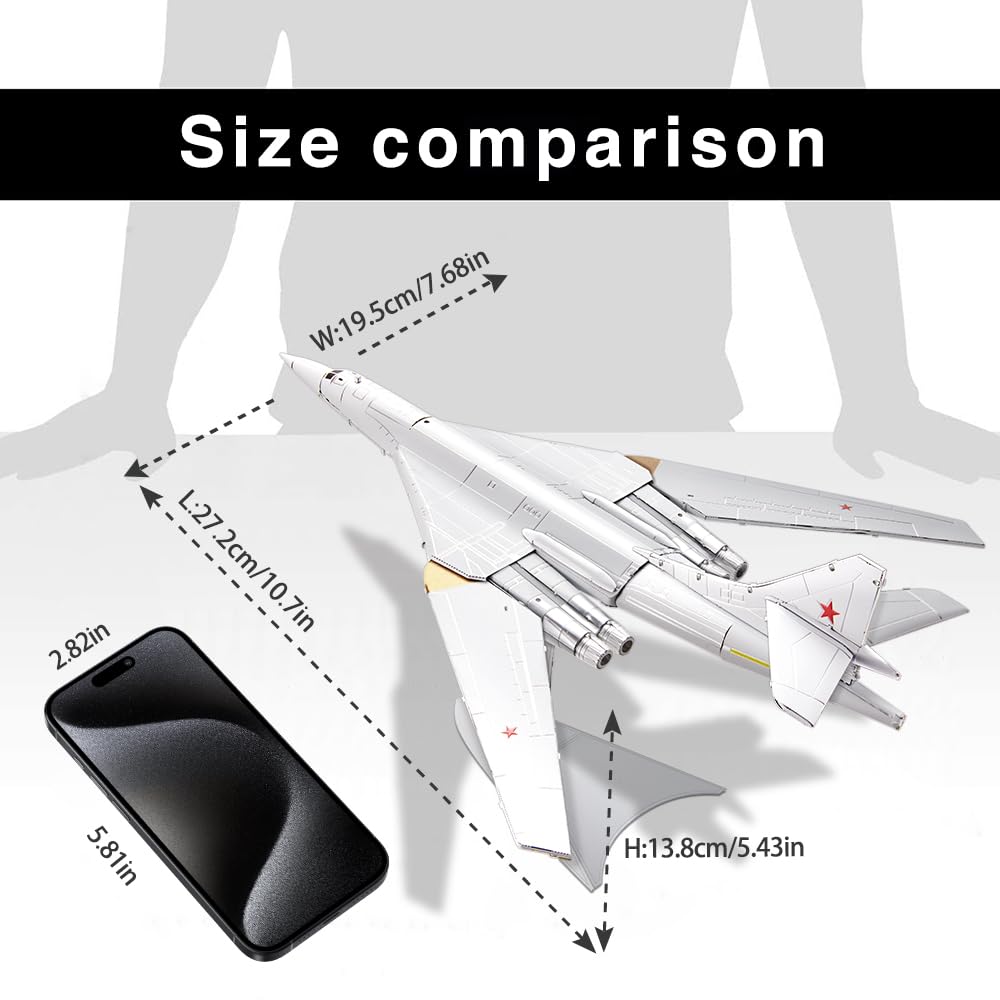 Piececool Metal Puzzle 3D Bombarderos Estratégicos Tu-160, Aviones Maquetas para Construir Adultos, Puzzles 3D Maquetas para Montar, Maqueta Metal, Regalo Cumpleaños, Recuerdos, Colección, 53 Piezas