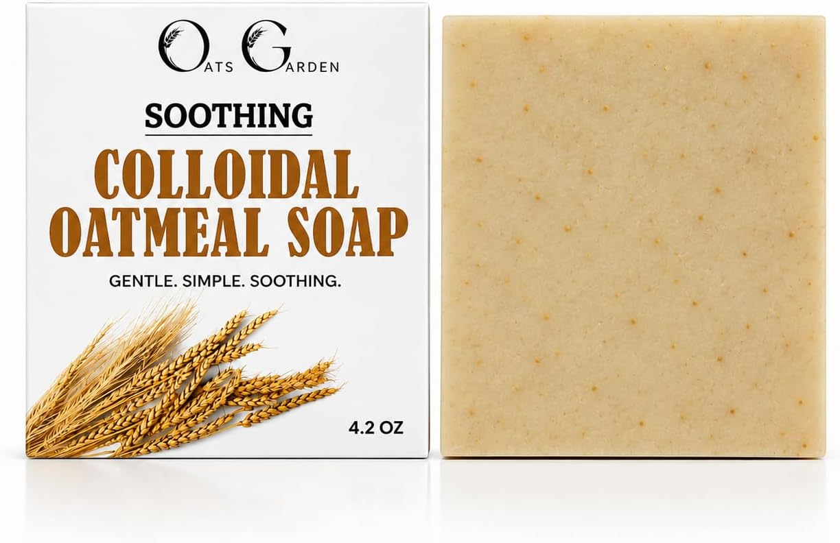 Soothing Colloidal Oatmeal Bar Soap- Eczema, Psoriasis 4.2 oz Natural- Fragrance Free- Oats Garden