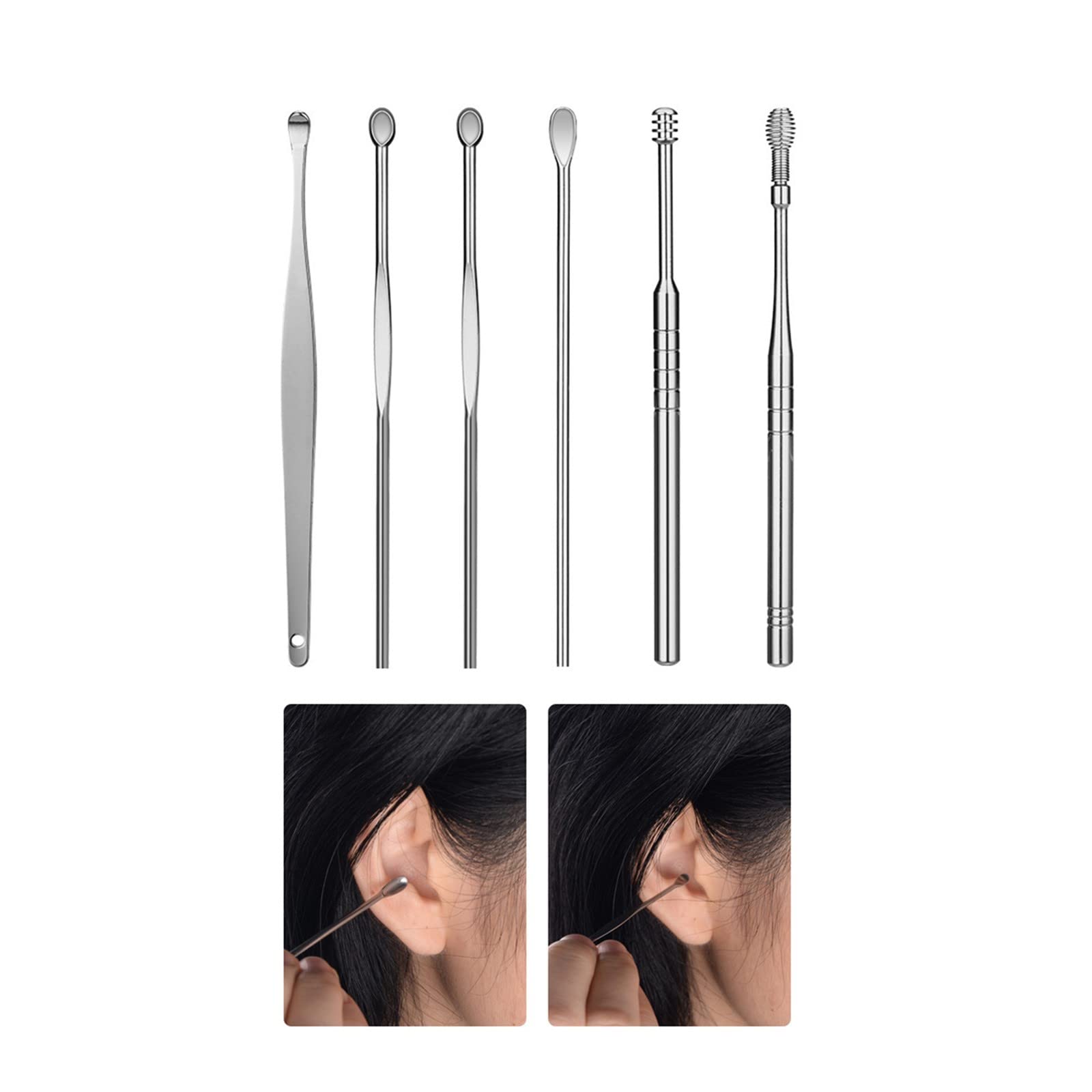 Ear Wax Removal Kit Ear Curette Cleaner Ear Pick Earwax Removal Tool 6 Pcs Stainless Steel Ear Wax Remover with Ear Cleaning Tool - Image 4