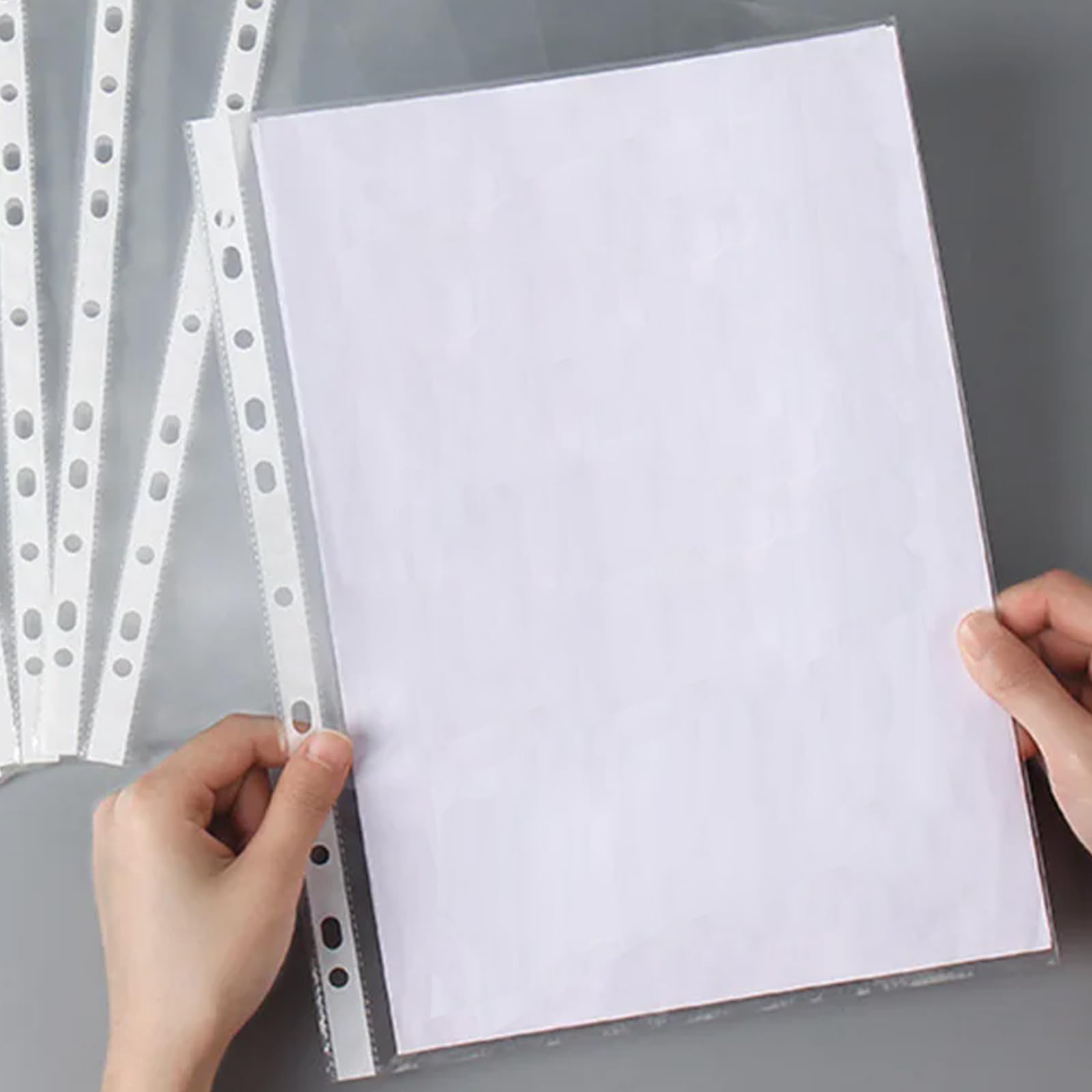 400 buste trasparenti per opuscoli, formato A4, formato A4, con fori per raccoglitori A4, formato A4, con fori per raccoglitori A4