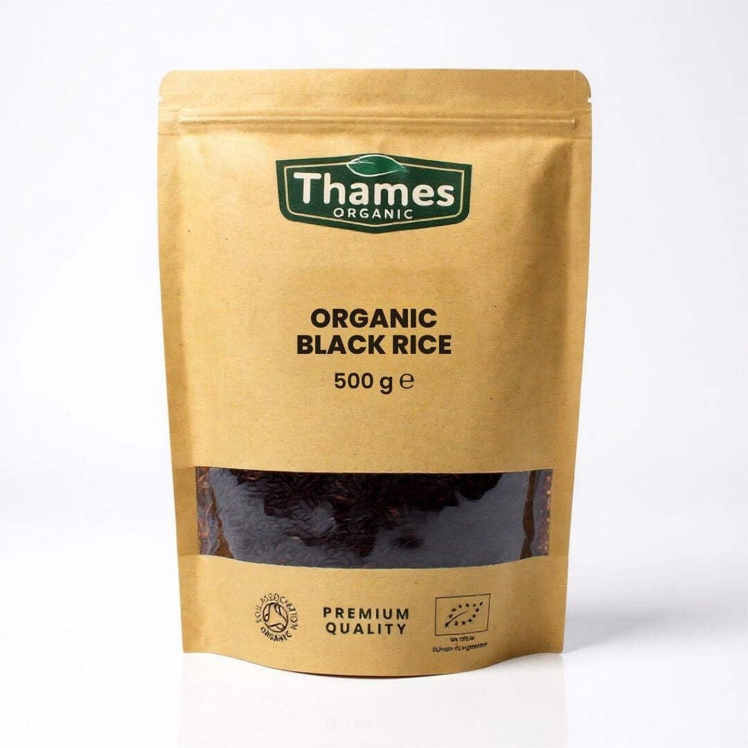 Organic Black Rice -500g - No Additives, No Preservatives, Raw, Vegan, High Protein, GMO-Free - A Nutritious and Delicious Addition to Any Meal - Thames Organic