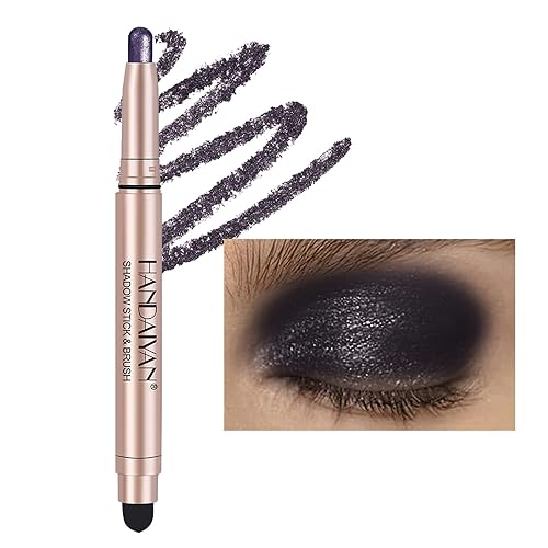 Miniatura 1 de MIELIKKI Sombra de ojos en barra crema con difuminador, lápiz de sombra de ojos impermeable, resistente a las arrugas, brillo de ojos mate y